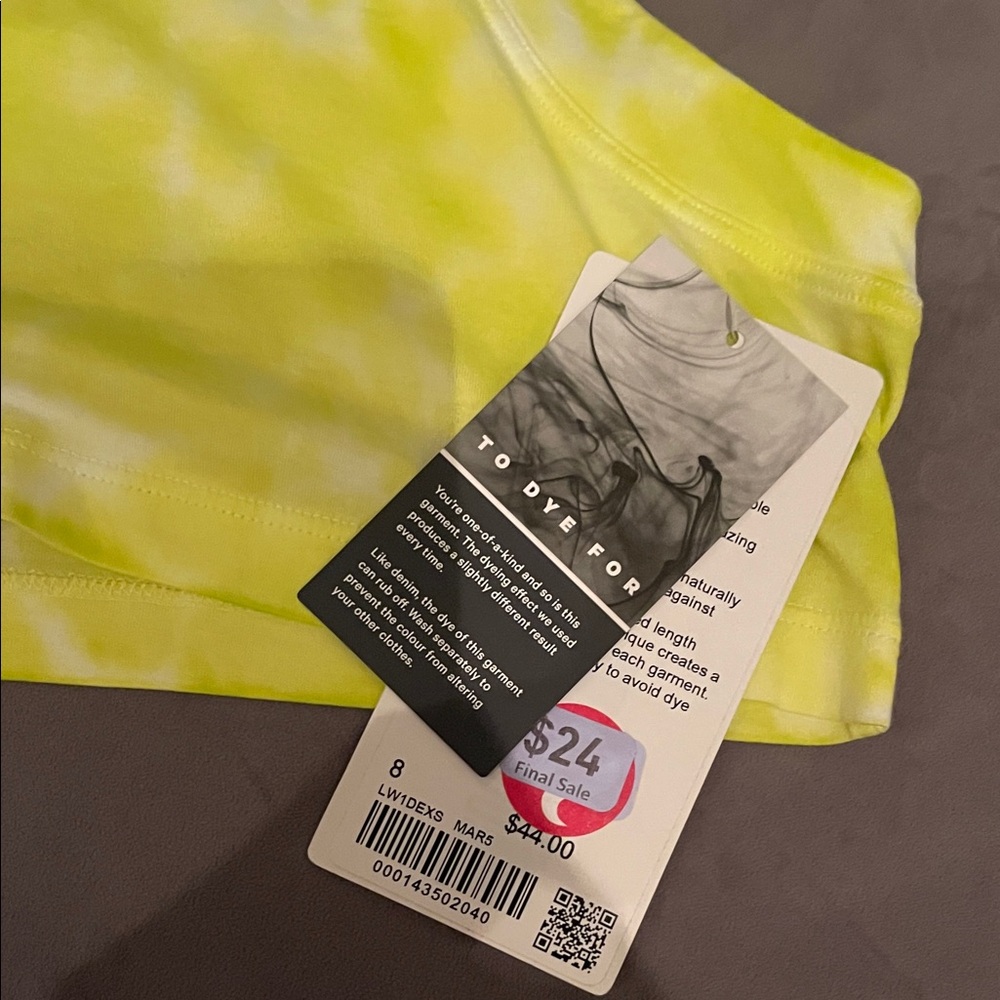 lululemon athletica Yellow Tie-Dye Tank Top